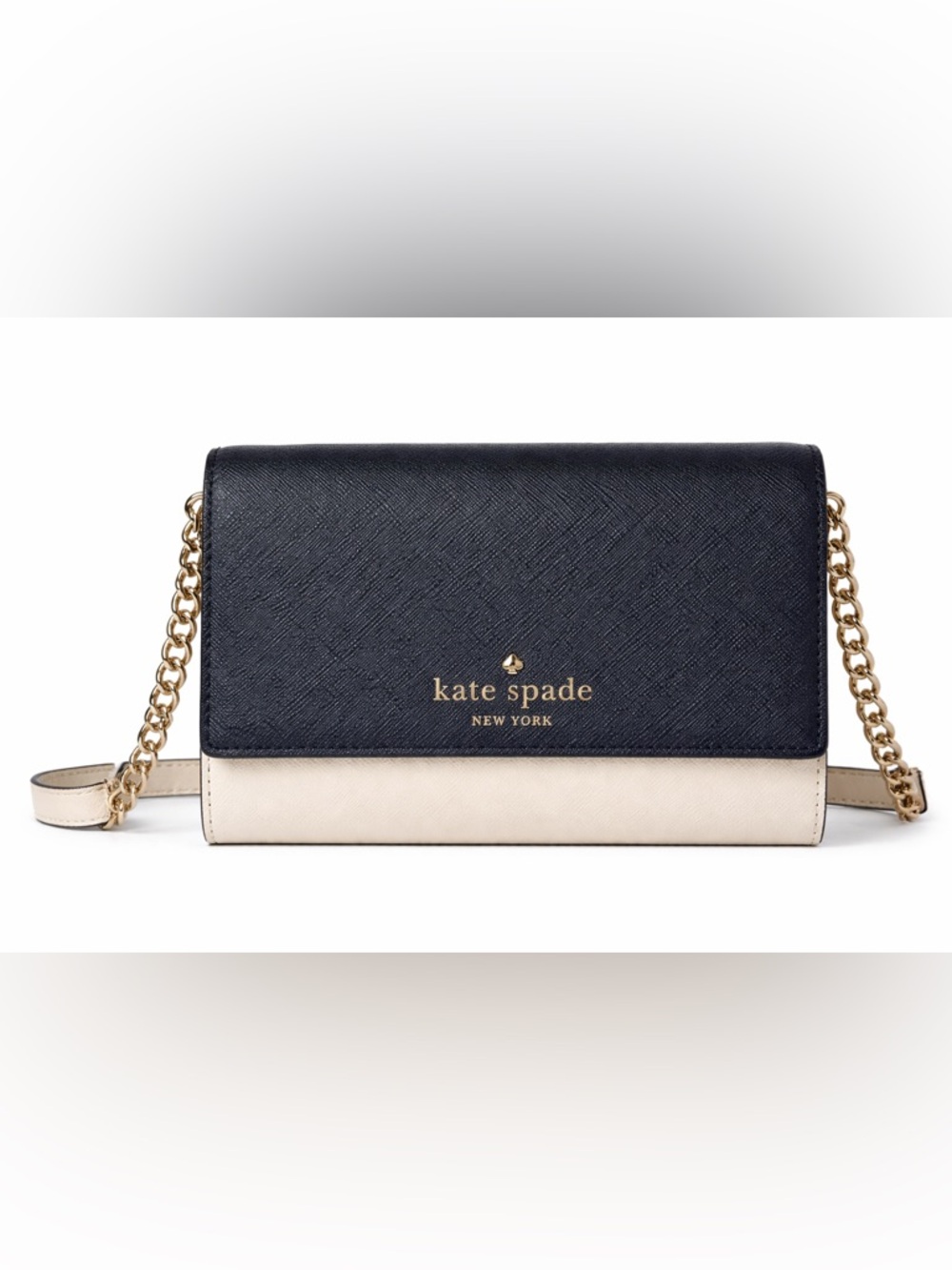 Kate Spade New York Cedar Street Black/Cream Crossbody Bag Saffiano Leather